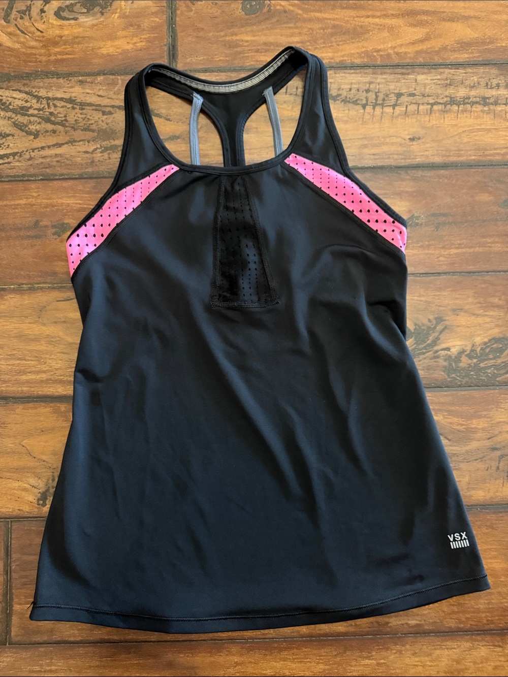 VSX Sport Black Tank with Pink Perforated Accents